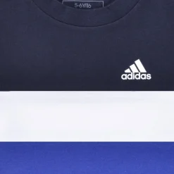 New Adidas Sportswear - Tiberio 3-Stripes Colorblock Cotton T-Shirt Marine