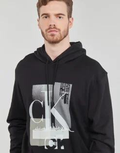Calvin Klein Jeans - CONNECTED LAYER LANDSCAPE HOODIE Noir Outlet