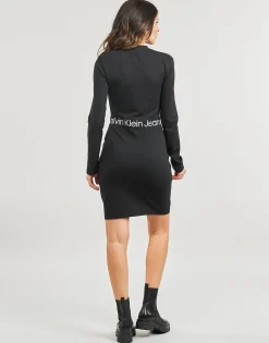 Calvin Klein Jeans - LOGO ELASTIC MILANO LS DRESS Noir Best