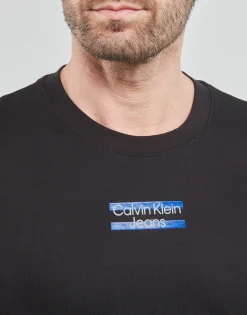 Sale Calvin Klein Jeans - TRANSPARENT STRIPE LOGO TEE Noir
