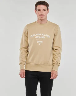 Calvin Klein Jeans - VARSITY CURVE CREW NECK Beige Sale