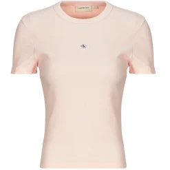 Discount Calvin Klein Jeans - WOVEN LABEL RIB FITTED TEE Rose