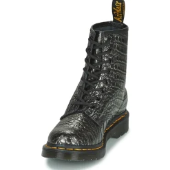 Dr. Martens - 1460 GUNMETAL WILD CROC EMBOSS Noir Sale