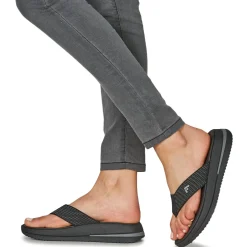Outlet FitFlop - Surff Two-Tone Webbing Toe-Post Sandals Noir