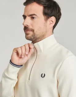 New Fred Perry - HALF ZIP SWEATSHIRT Ecru