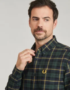 Fred Perry - OXFORD TARTAN SHIRT Vert