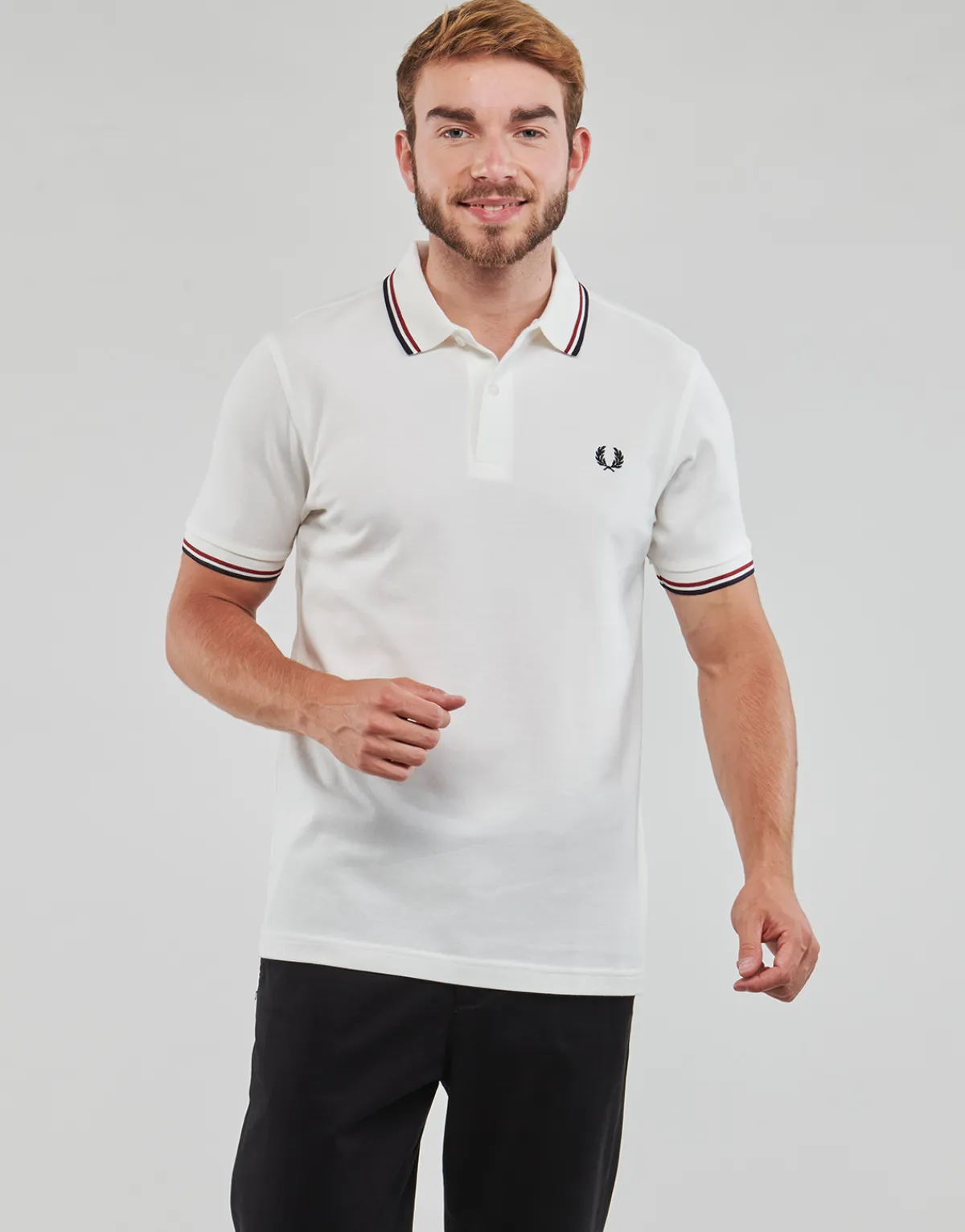 Online Fred Perry - TWIN TIPPED SHIRT Blanc