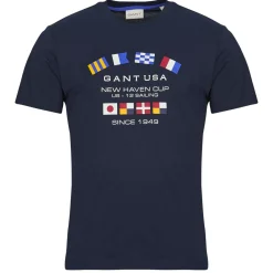 Clearance Gant - GRAPHIC SS T-SHIRT Marine