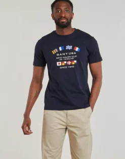 Clearance Gant - GRAPHIC SS T-SHIRT Marine