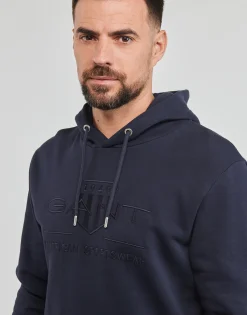 Gant - REG TONAL SHIELD HOODIE Marine Discount