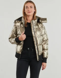 Clearance Guess - BICE METALLIC HOODIE PUFFER Bronze