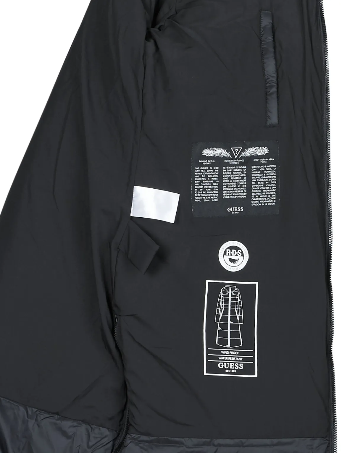 Guess - CAROLYN LONG REAL DOWN JKT Noir Hot