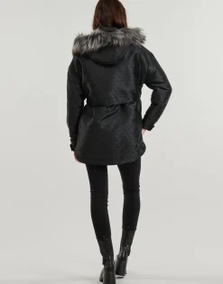 Guess - ELLY LOGO JACQUARD PARKA Noir