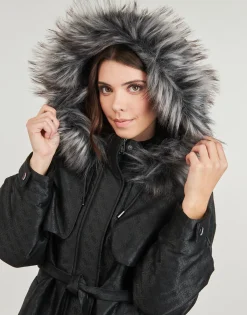 Guess - ELLY LOGO JACQUARD PARKA Noir