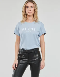 Guess - ES SS 1981 ROLL CUFF TEE Bleu Discount