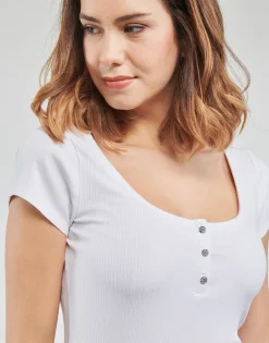 Guess - ES SS KARLEE JEWEL BTN HENLEY Blanc Outlet