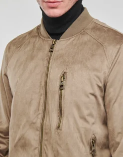 Guess - FAUX SUEDE HOODED BOMBER Beige