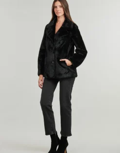 Online Guess - FILOMENA FAUX FUR JKT Noir