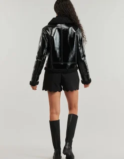 Sale Guess - LS ANDREA FAUX SHEARLING JKT Noir