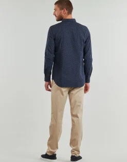 Guess - LS SUNSET MELANGE SHIRT Bleu Outlet