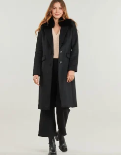 Guess - NANCY FIT COAT FAUX FUR COLLAR Noir Outlet