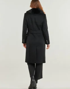 Guess - NANCY FIT COAT FAUX FUR COLLAR Noir Outlet