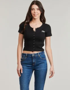 Guess - SL CN SNAP EMBRO SLIM TOP Noir Clearance