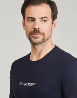 Clearance Guess - SS CN SLIM LOGO EMBRO TEE Marine