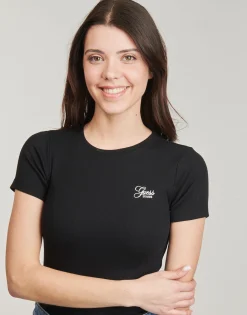 Guess - SS CN SNAP EMBRO SLIM TOP Noir Outlet