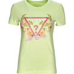 Guess - SS CN TRIANGLE FLOWERS TEE Vert Online