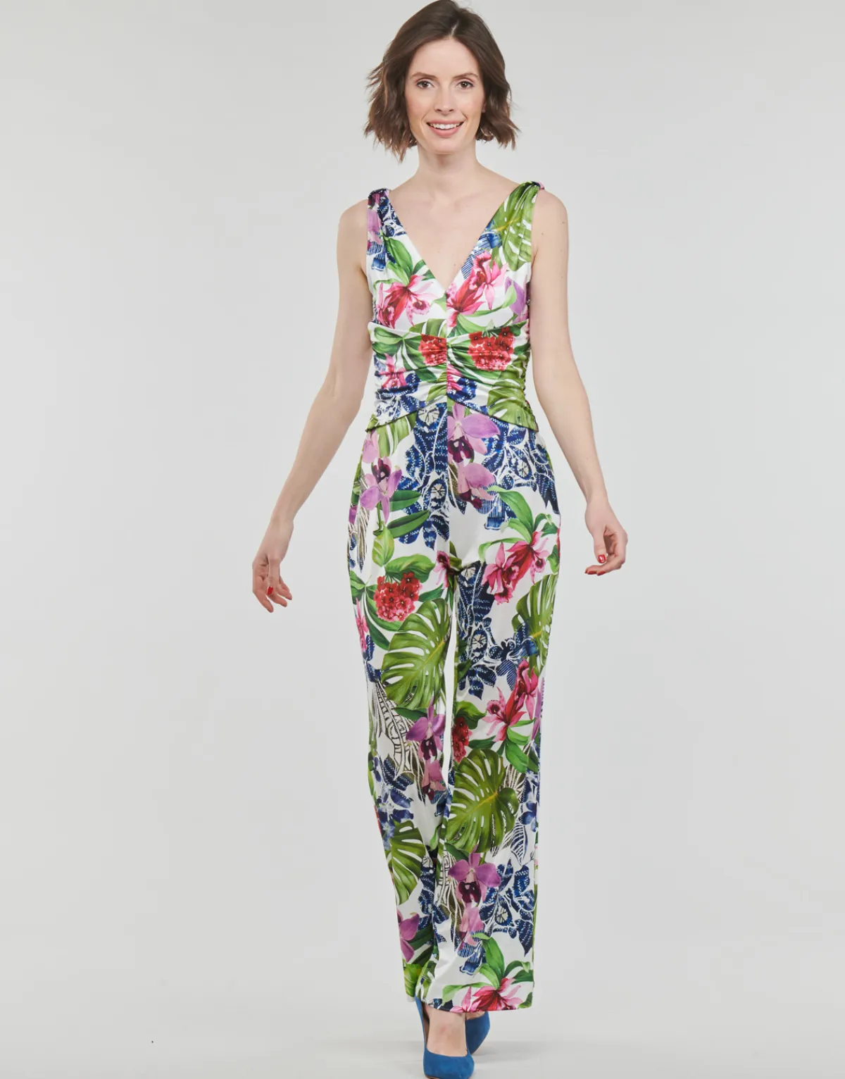 Discount Guess - SS COWL POPLIA OVERALL Multicolore