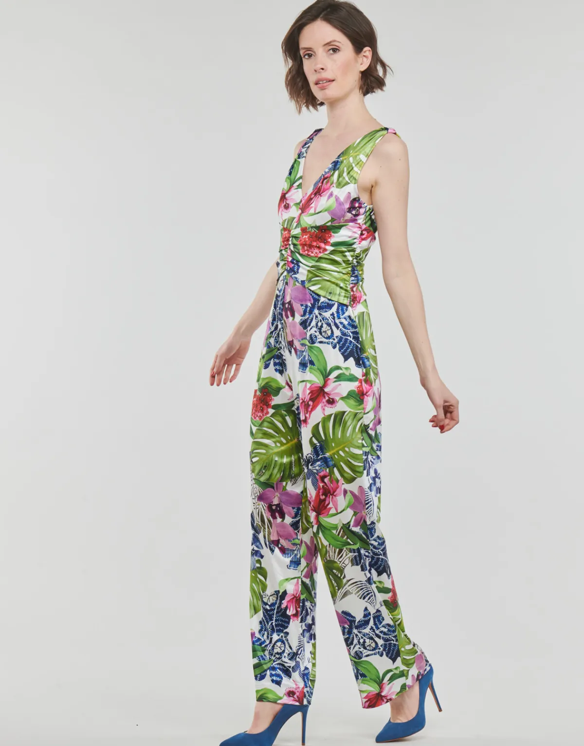 Discount Guess - SS COWL POPLIA OVERALL Multicolore