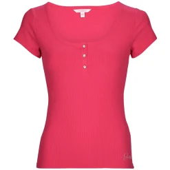 Online Guess - SS KARLEE JEWEL BTN HENLEY Fuchsia