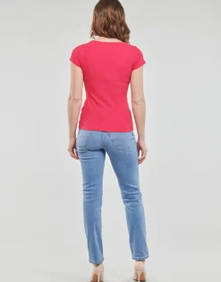 Online Guess - SS KARLEE JEWEL BTN HENLEY Fuchsia