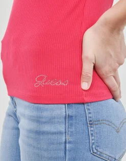 Online Guess - SS KARLEE JEWEL BTN HENLEY Fuchsia