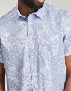 Guess - SS REG PKT COLLAR SHIRT Bleu New