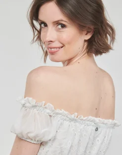 Discount Guess - ZENA LONG DRESS Blanc