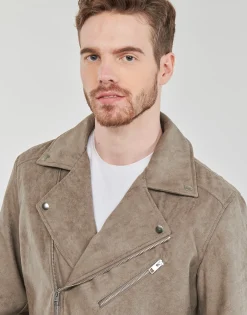 New Jack & Jones - JJROCKY FAUX SUEDE BIKER JACKET Beige