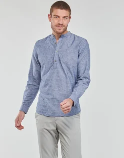 Discount Jack & Jones - JPRBLASUMMER HALF PLACKET SHIRT L/S Bleu