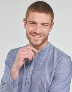 Discount Jack & Jones - JPRBLASUMMER HALF PLACKET SHIRT L/S Bleu