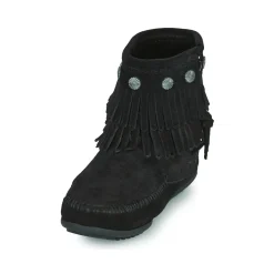 Minnetonka - DOUBLE FRINGE SIDE ZIP BOOT Noir New