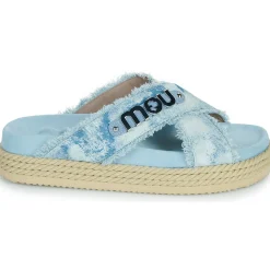 Mou - CRISS-CROSS ROPE SANDAL PAINTE Bleu Sale