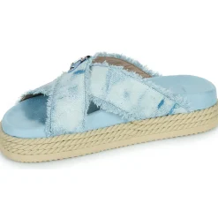 Mou - CRISS-CROSS ROPE SANDAL PAINTE Bleu Sale