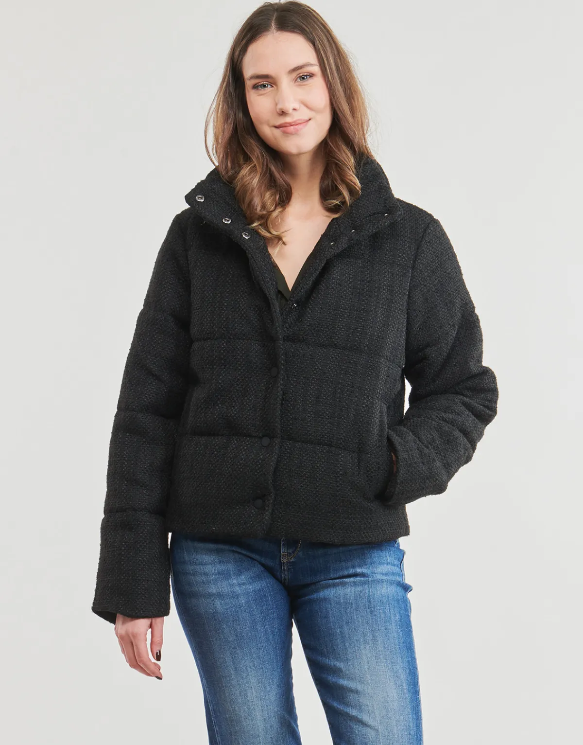 Only - ONLWIKI BOUCLE MIX PUFFER JACKET OTW Noir