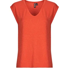 Pieces - PCBILLO TEE LUREX STRIPES Rouge Best