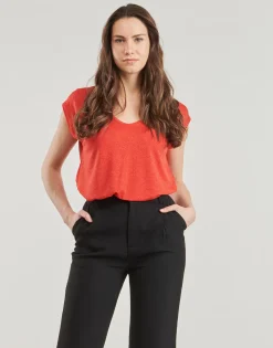 Pieces - PCBILLO TEE LUREX STRIPES Rouge Best