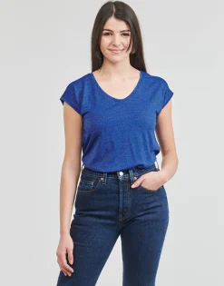 Pieces - PCBILLO TEE LUREX STRIPES Bleu