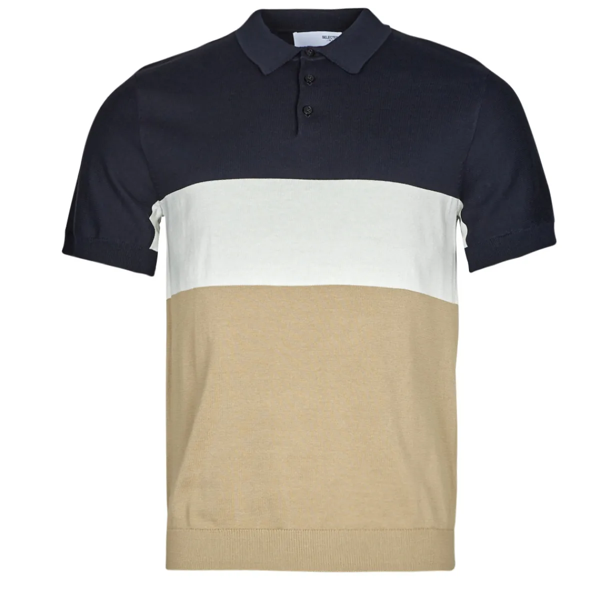 Selected - SLHMATTIS SS KNIT BLOCK POLO B Discount