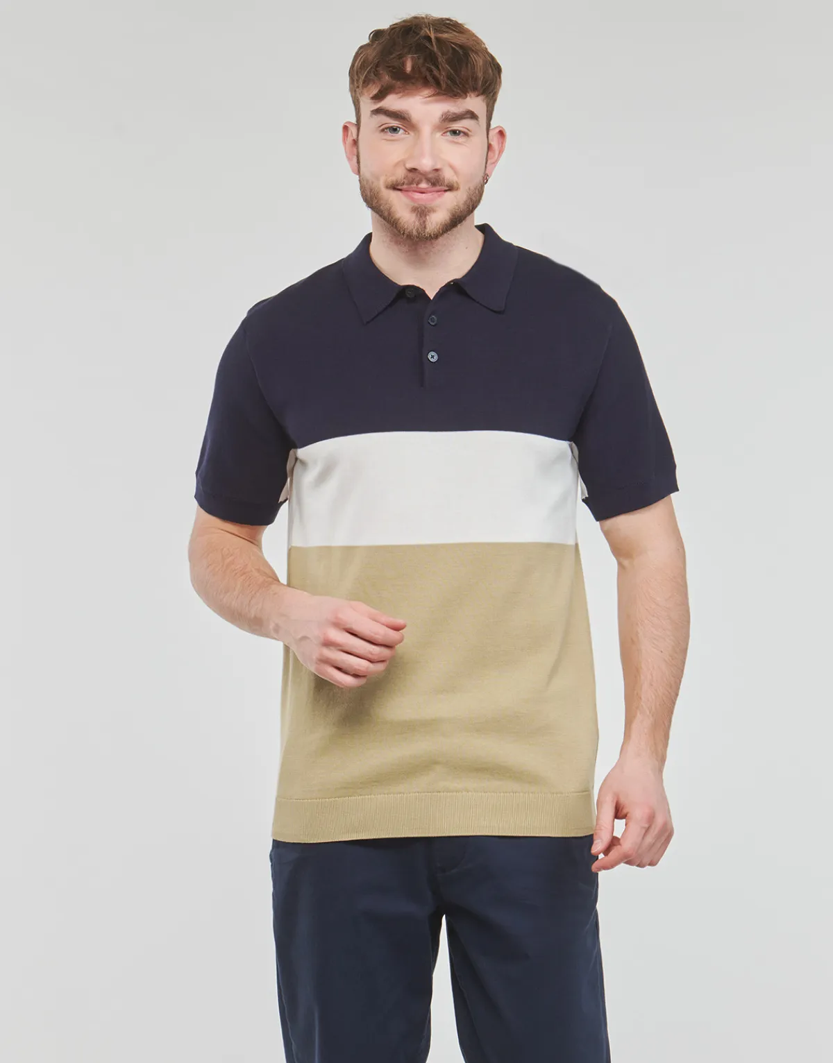 Selected - SLHMATTIS SS KNIT BLOCK POLO B Discount
