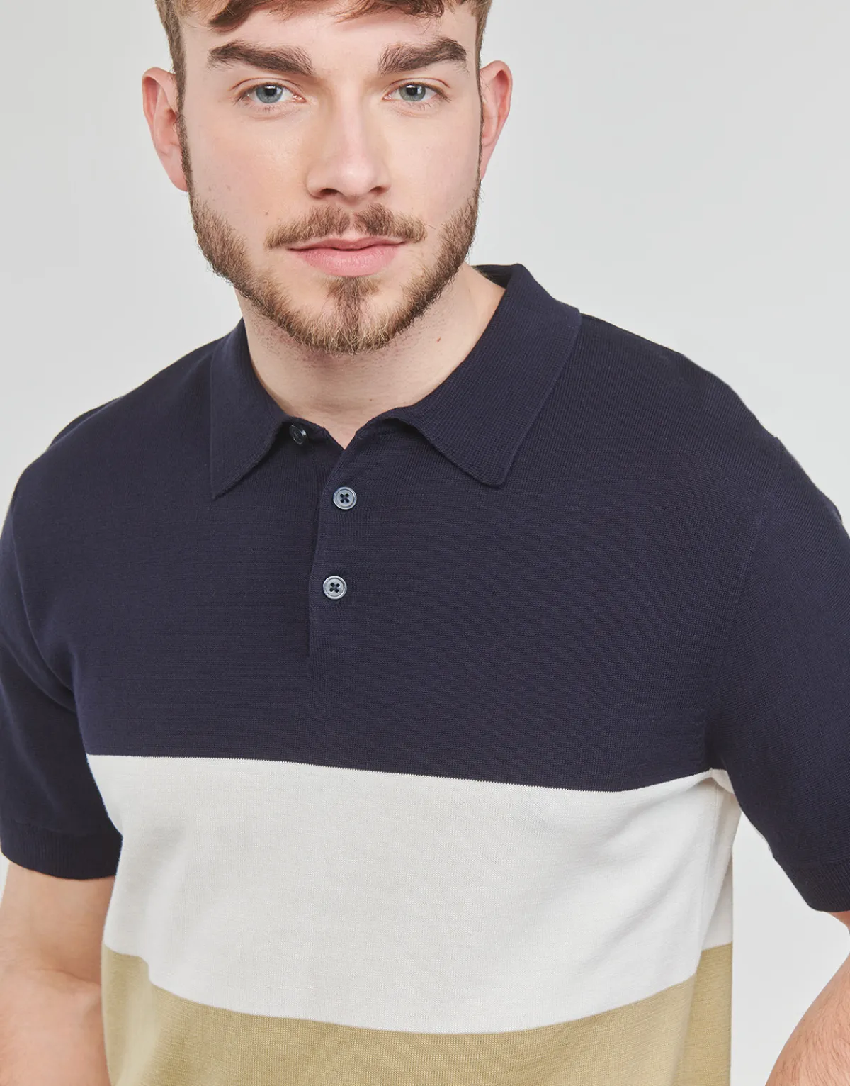 Selected - SLHMATTIS SS KNIT BLOCK POLO B Discount
